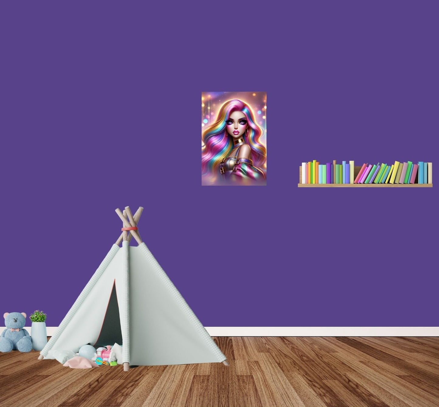 Wandbild „Samurai Schatten“ in dunklem Stil – hochwertiges Anime-Metallposter mit Magnetaufhängung