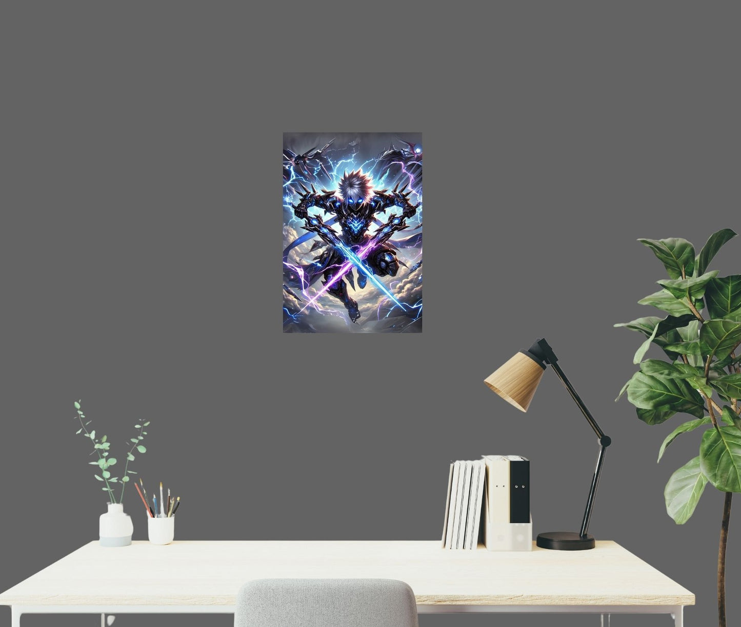 Wandbild „Yuki no Megami“ mit Eiskönigin in magischer Schneelandschaft – modernes Metallposter mit Magnetbefestigung