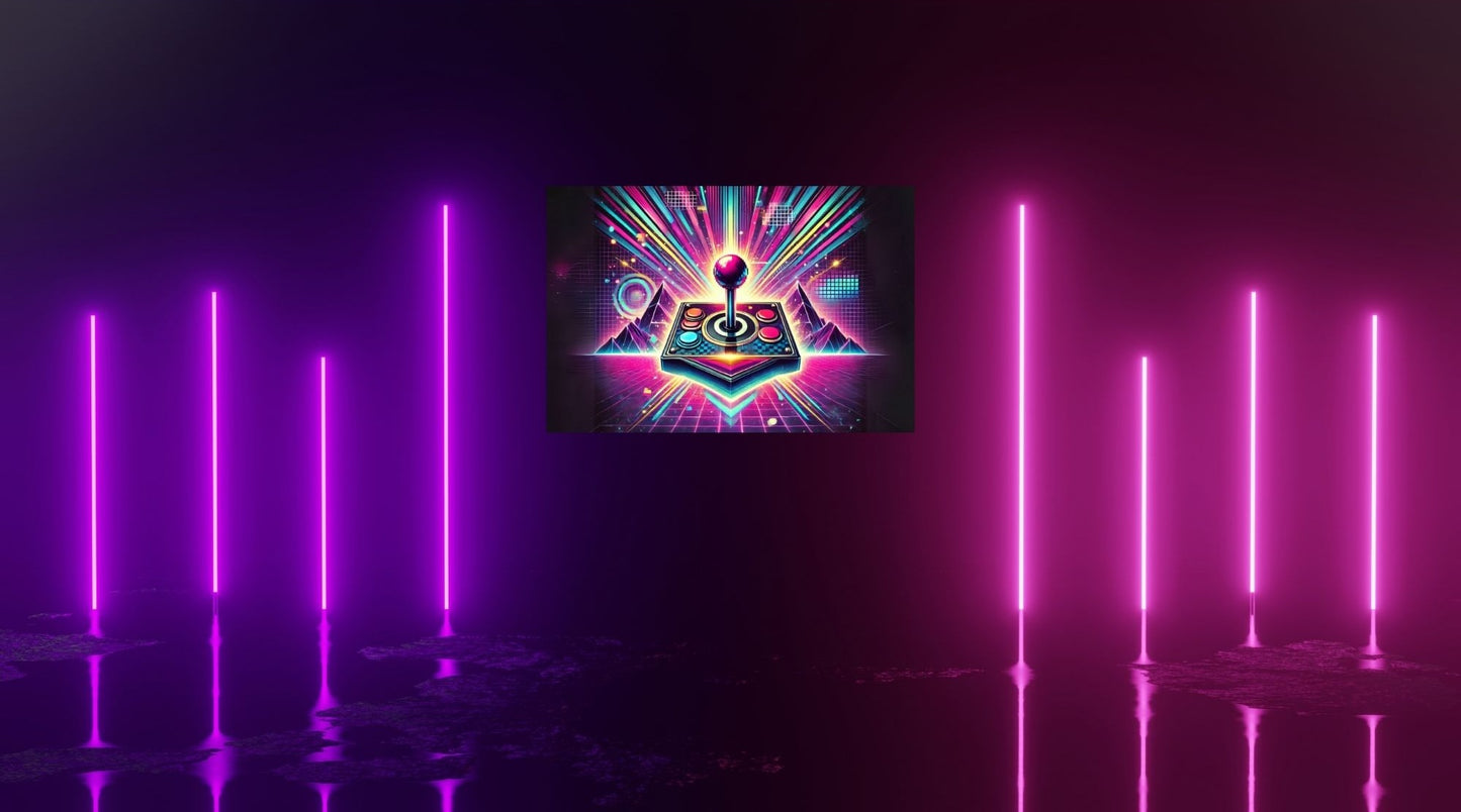 Futuristisches Gamer-Poster mit Skull im Neon-Look – auffällige Wandgestaltung fürs Spielzimmer.