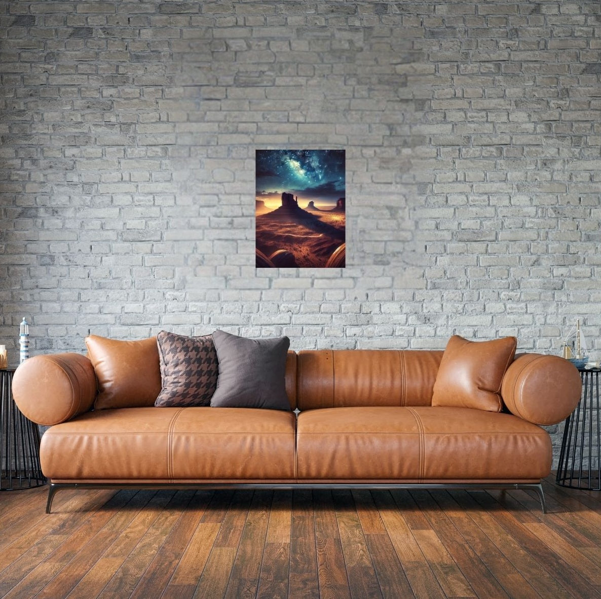 Stimmungsvolles Arizona-Poster über Couch – warme Farben & Wüstendesign als Wandbild