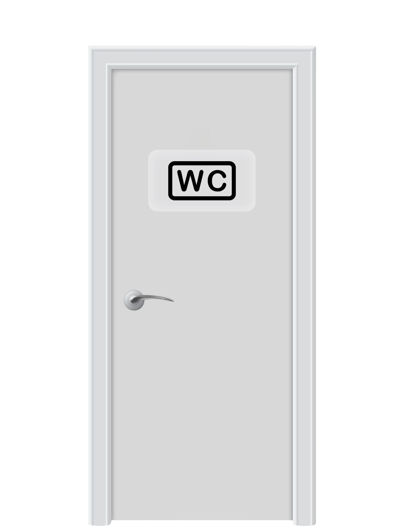 WC Tür Aufkleber – schlichtes Toiletten-Schild in Schwarz-Weiß (21×14 cm)