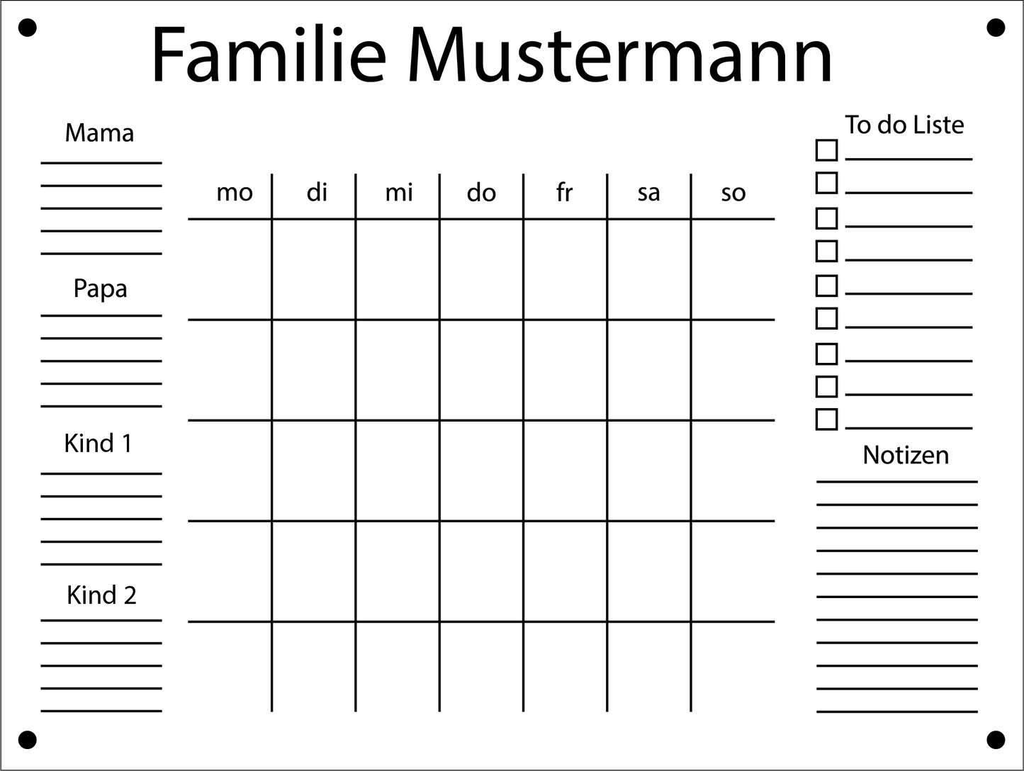 Familienkalender 4 Personen