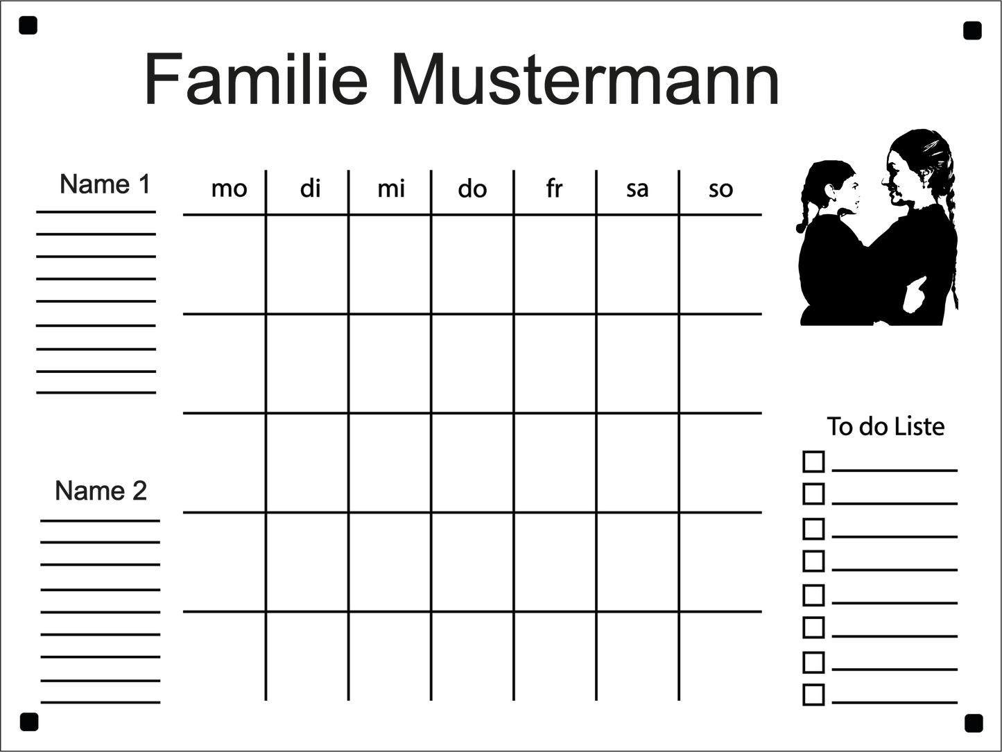 Familienkalender mit Bild 2 Personen