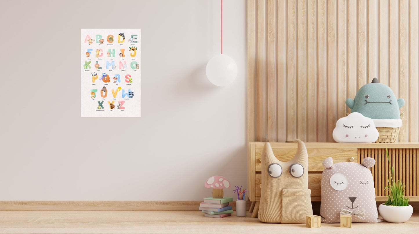 ABC mit Tieren – Alphabet-Poster für Kinderzimmer