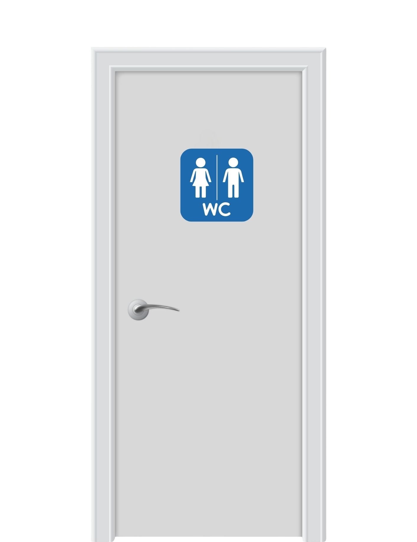 WC Schild in Blau – Damen & Herren Symbol (21×14 cm)