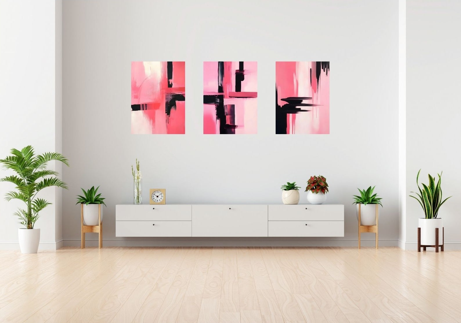 Abstrakte Kunst in Pink & Schwarz – modernes Statement-Poster mit urbaner Linienführung und kraftvollem Farbspiel