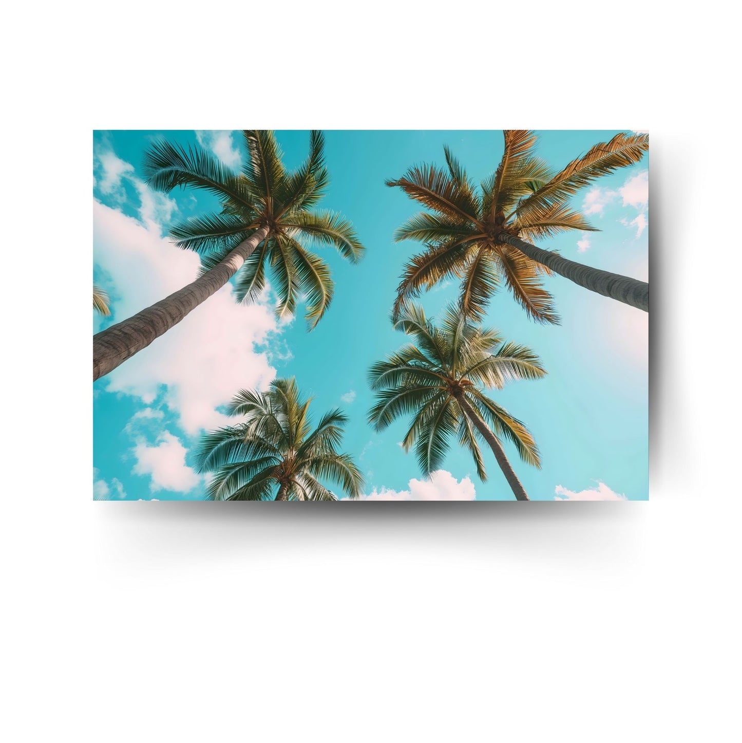Sommerliches Poster mit Palmen unter blauem Himmel – tropisches Design für Urlaubsfeeling im Wohnzimmer