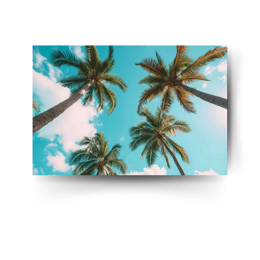 Sommerliches Poster mit Palmen unter blauem Himmel – tropisches Design für Urlaubsfeeling im Wohnzimmer