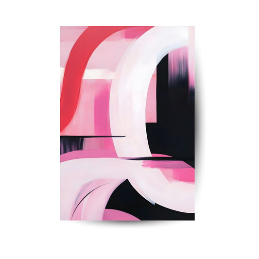 Abstraktes Premium-Poster in Rosa, Schwarz & Weiß – modernes Design mit fließenden Formen für kreative Räume