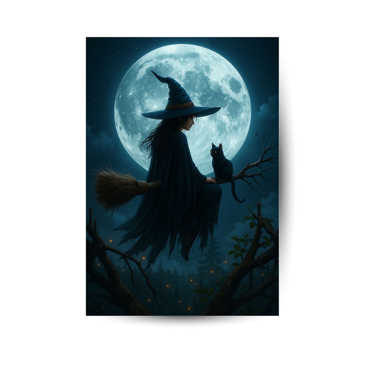 Mondflug – Mystisches Hexenposter mit Vollmondmagie