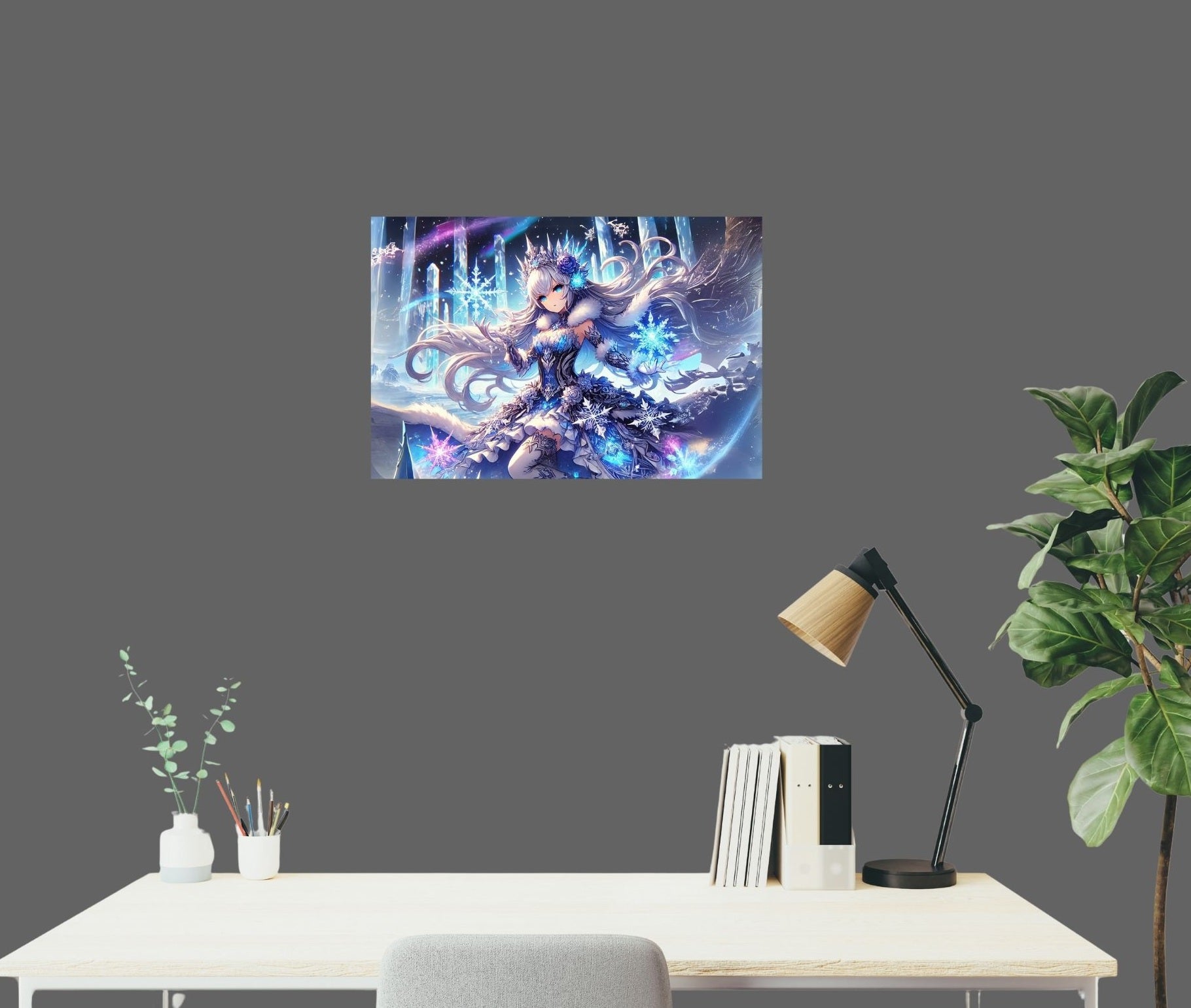  Hochwertiges Metallposter „Yuki no Majo“ als stilvolle Wanddeko im Wohnzimmer – frostige Eleganz mit Magnetbefestigung