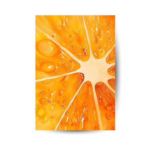 Detailreiches Orangenposter mit Lichtreflexen – fruchtiges Design mit Wow-Effekt.