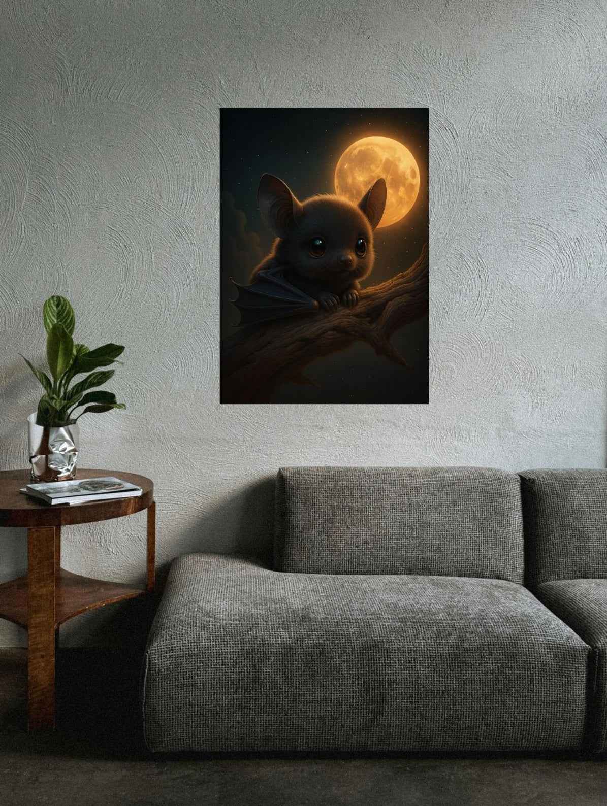 Mondschein-Fledermaus – Süßes Halloween-Poster mit Nachtmagie