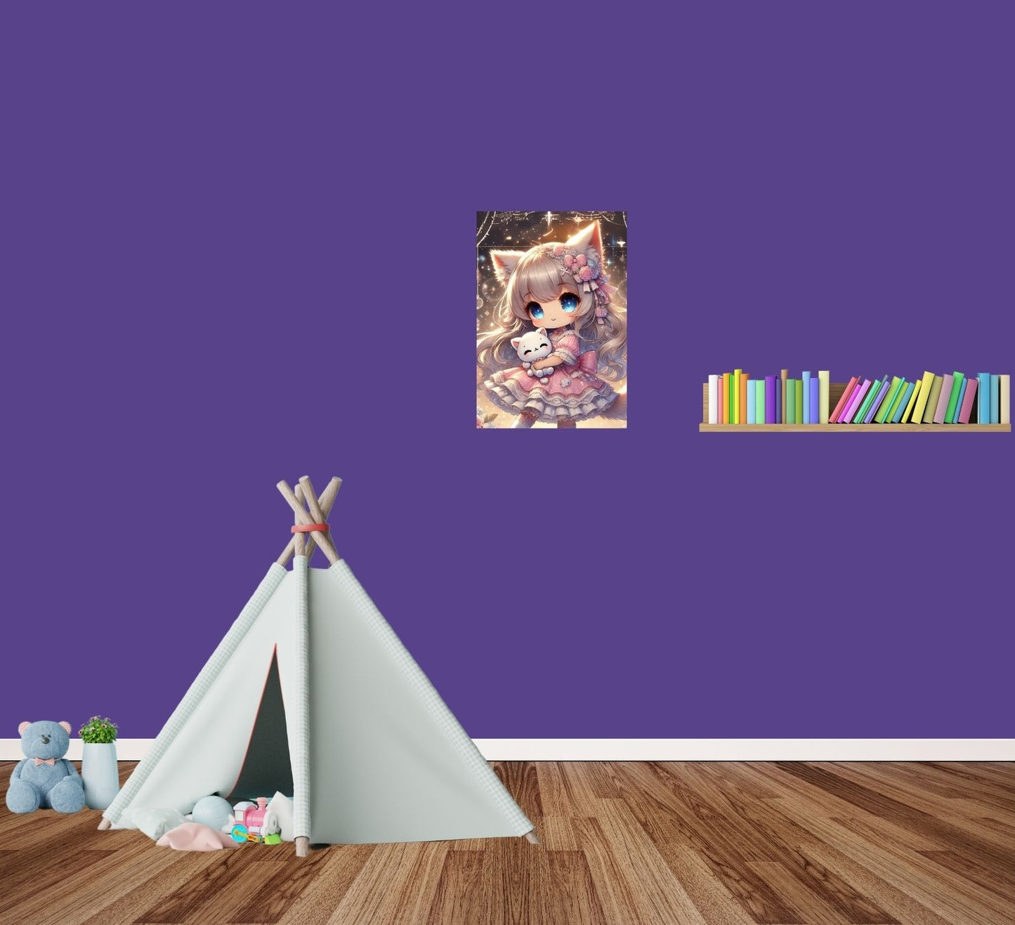 Magnetisches Metallposter mit süßer Katzenprinzessin – ideales Geschenk für Anime- und Katzenfans