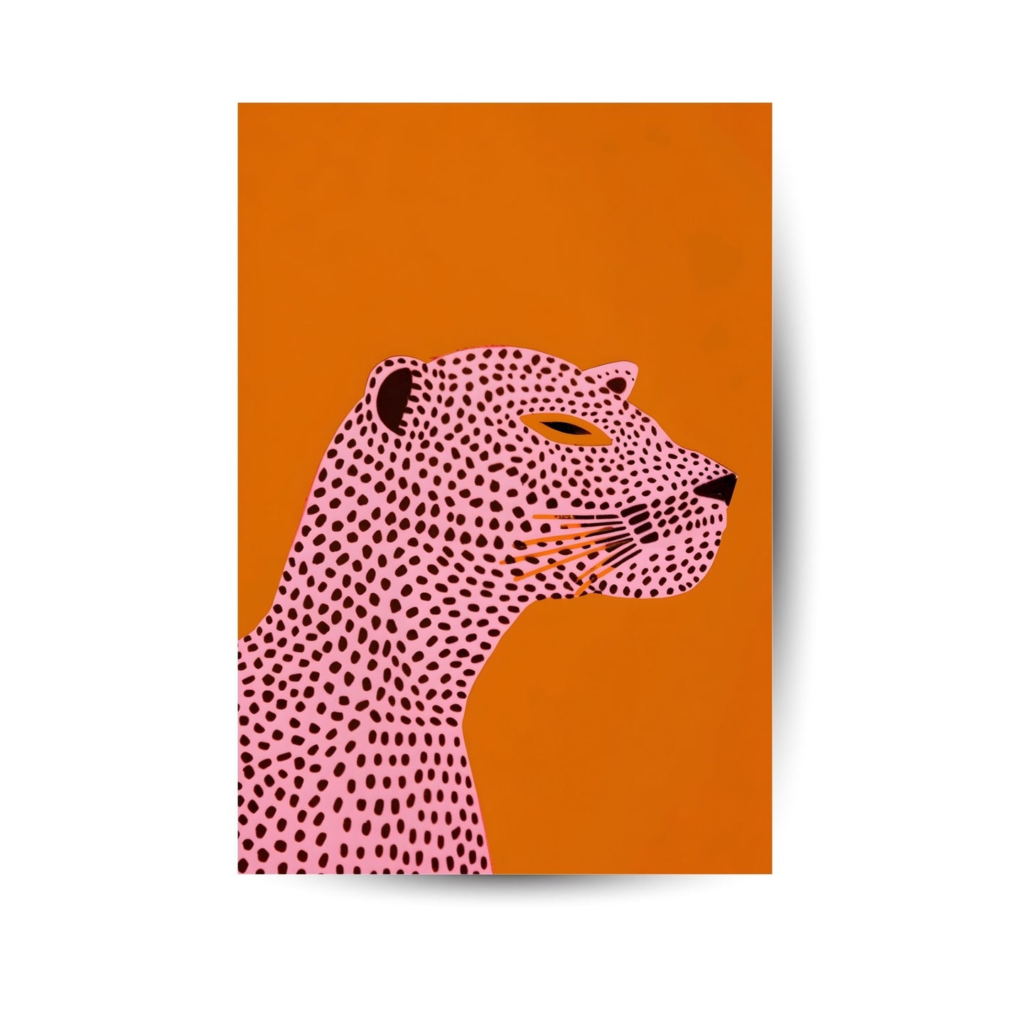 Gepardenkopf im Pop-Art-Stil auf orangefarbenem Hintergrund – modernes Tiermotiv mit starker Ausstrahlung