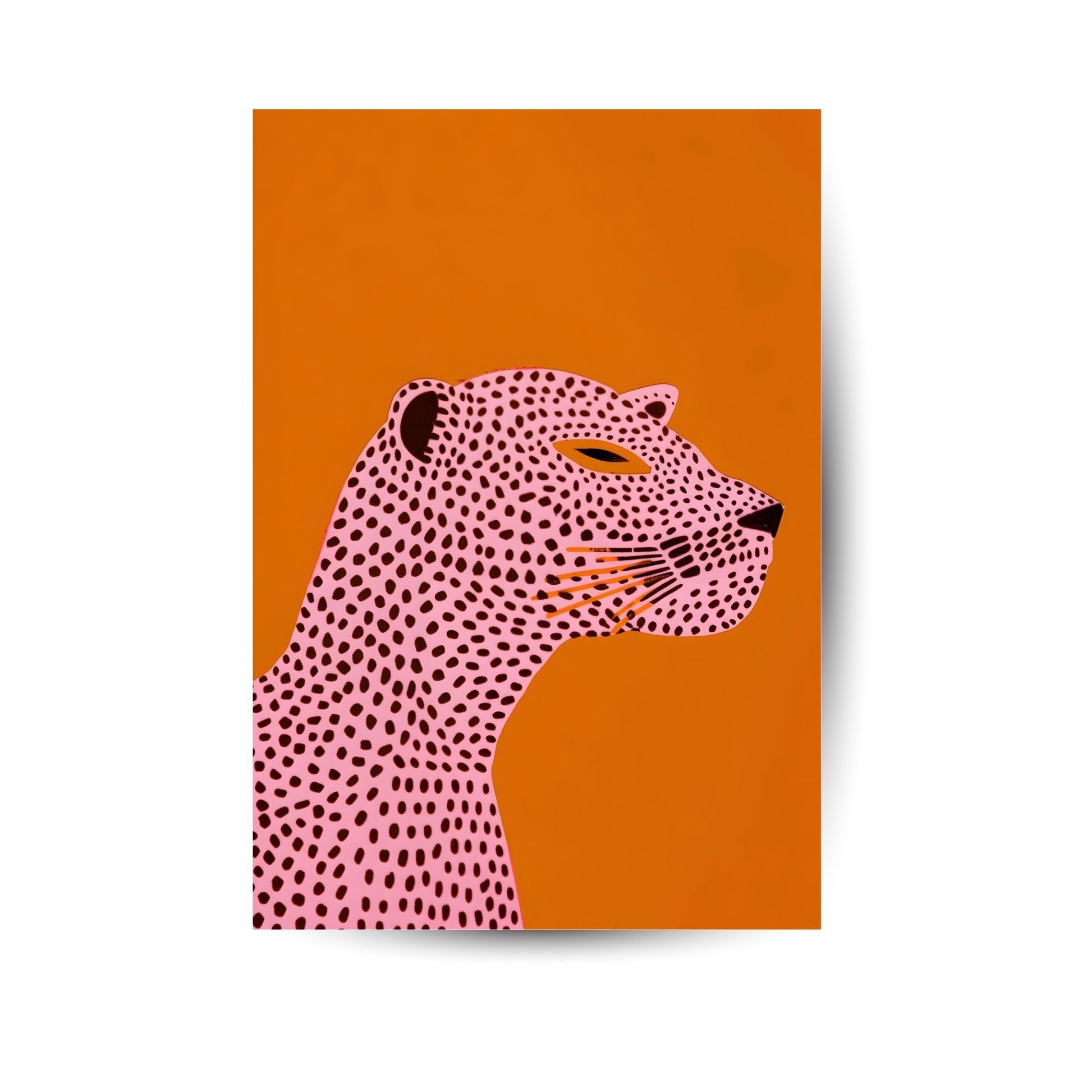 Gepardenkopf im Pop-Art-Stil auf orangefarbenem Hintergrund – modernes Tiermotiv mit starker Ausstrahlung