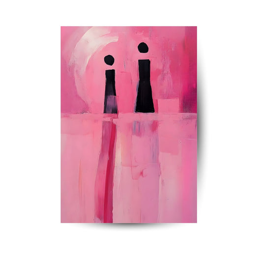 Abstraktes Premium-Poster in Rosa, Schwarz & Weiß – modernes Design mit fließenden Formen für kreative Räume