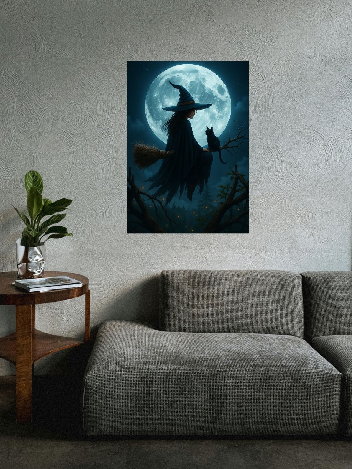 Mondflug – Mystisches Hexenposter mit Vollmondmagie