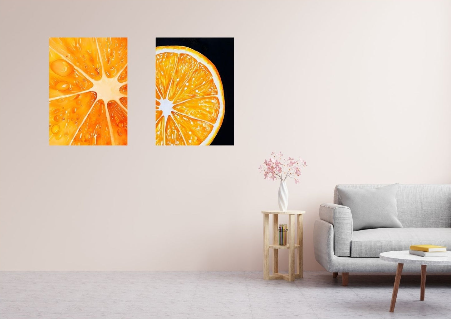 Frisches Fruchtposter mit Nahaufnahme – Vitamin-C-Statement fürs Zuhause.