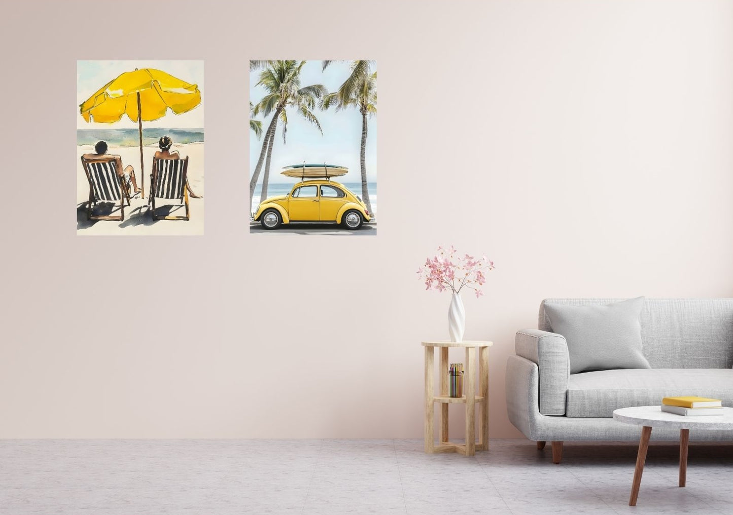 Sommerliches Strandposter mit Liegestühlen – Urlaubsfeeling für zuhause.