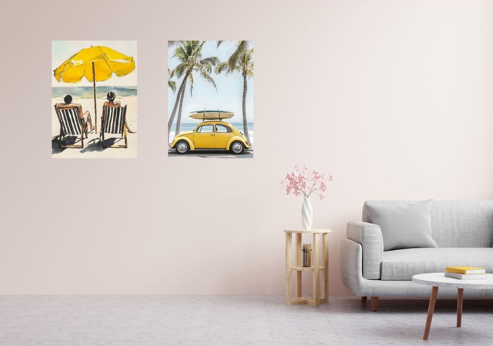 Sommerliches Strandposter mit Liegestühlen – Urlaubsfeeling für zuhause.