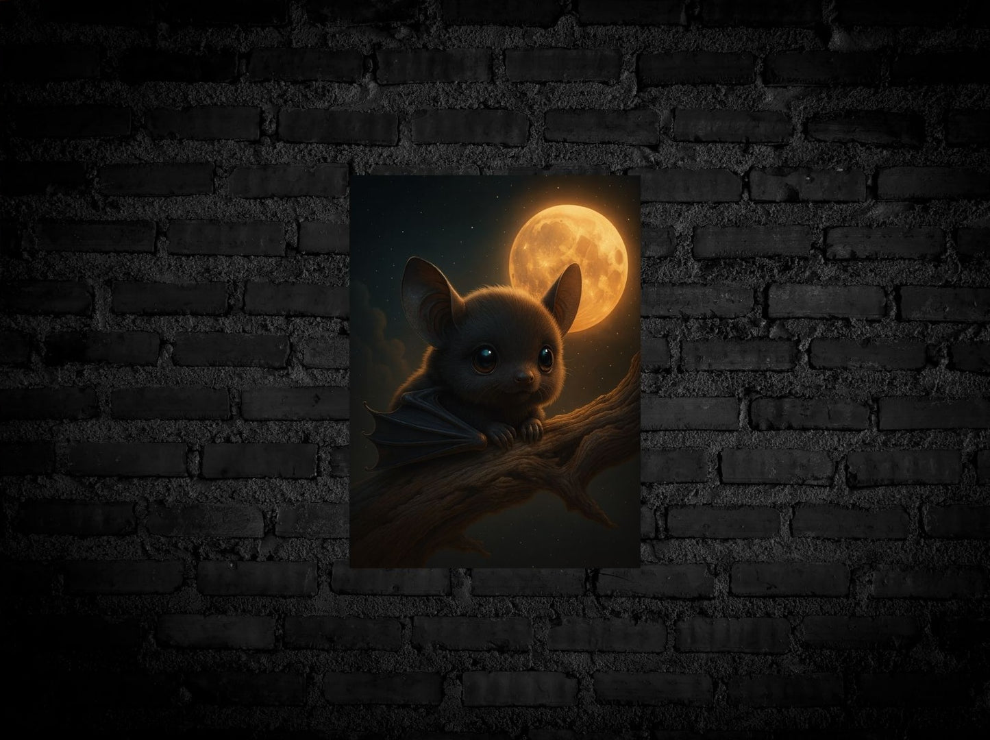 Mondschein-Fledermaus – Süßes Halloween-Poster mit Nachtmagie