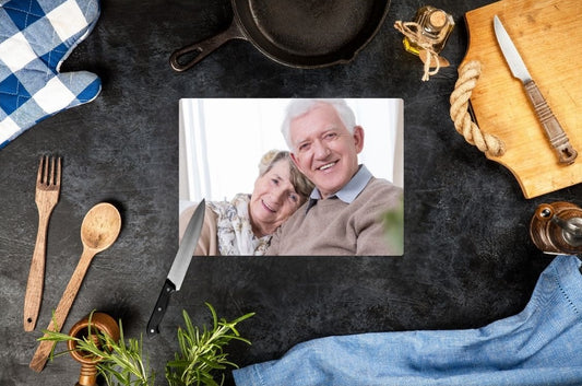 Schneidebrett aus Glas mit Foto – personalisiertes Küchenaccessoire