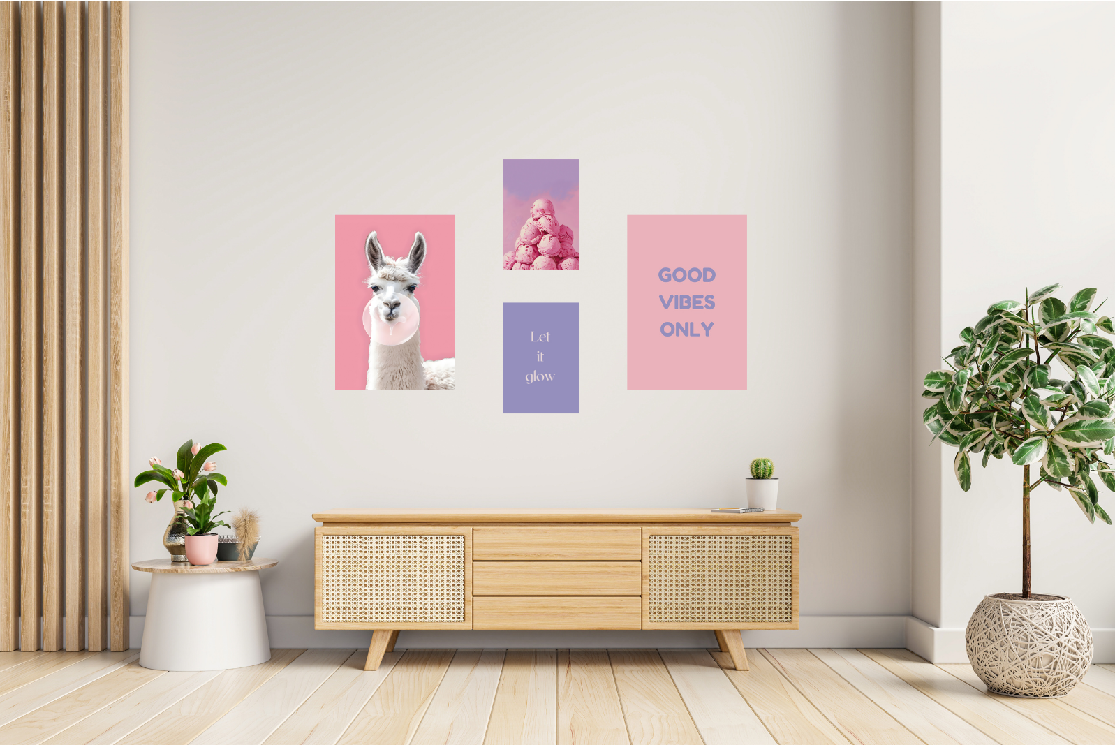 Witziges Lama-Poster für Kinderzimmer, kreative Räume oder stylishe Wände mit Augenzwinkern.