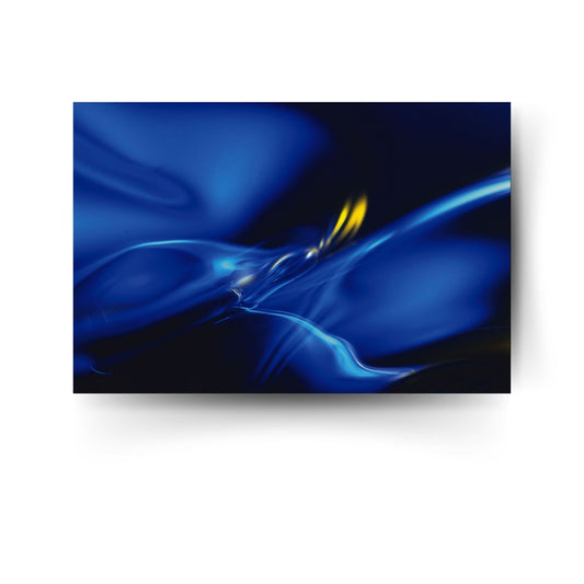 Abstraktes Kunstposter in leuchtendem Blau mit dynamischen Lichtreflexen – modernes Wandbild in Tiefe und Bewegung
