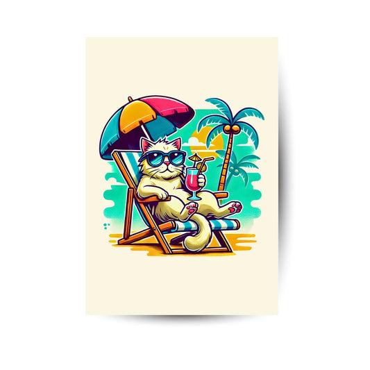 Chillige Katze am Strand