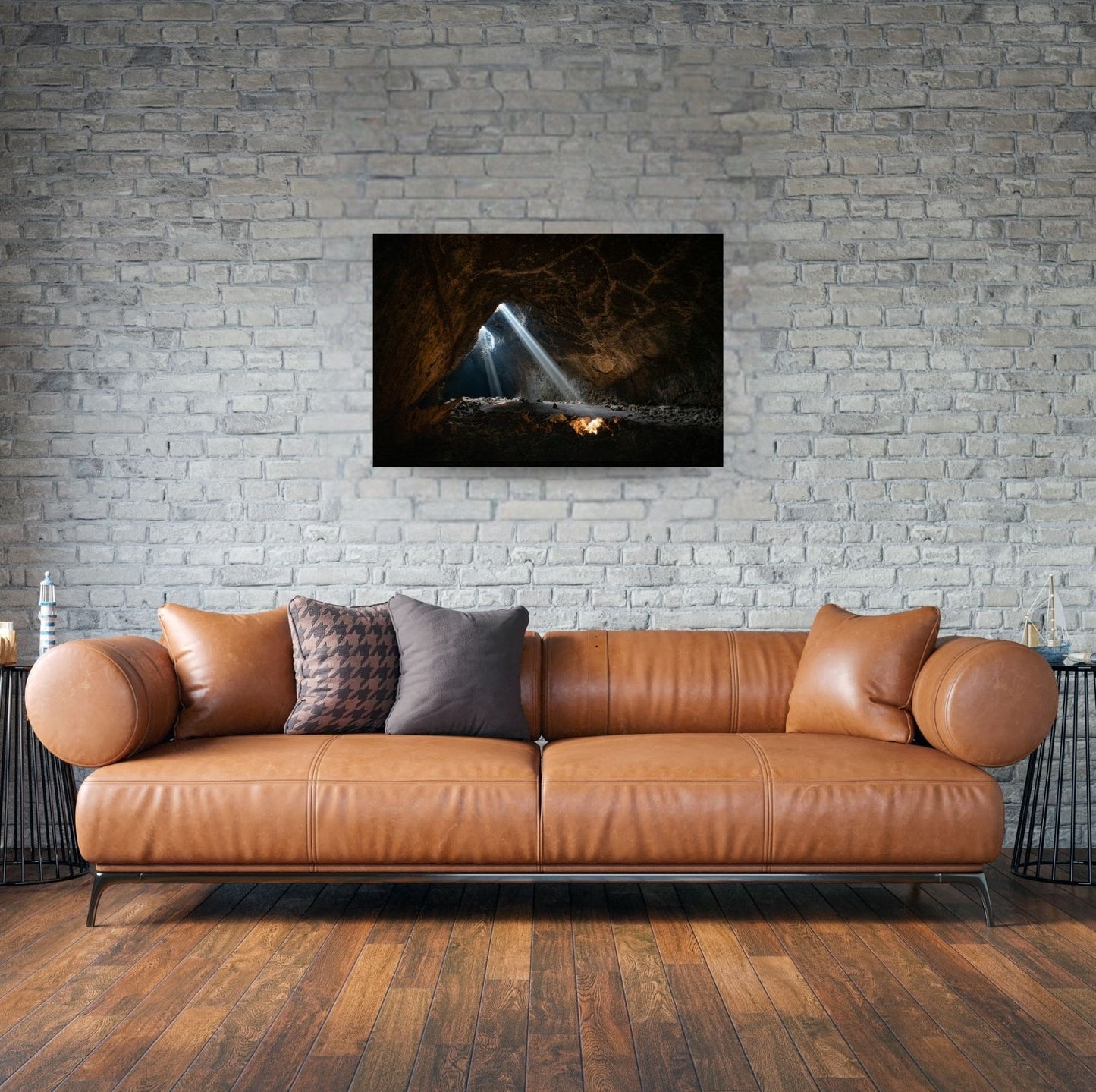 Geheimnisvolle Höhlenstimmung als Hochglanz-Metallposter – ein echter Hingucker für dein Zuhause