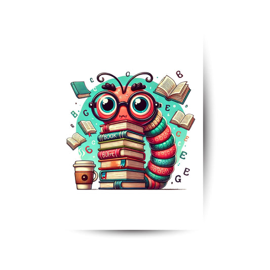 Bücherwurm mit Kaffeepause