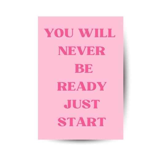 Just Start – Typografie-Magnetbild in Rosa