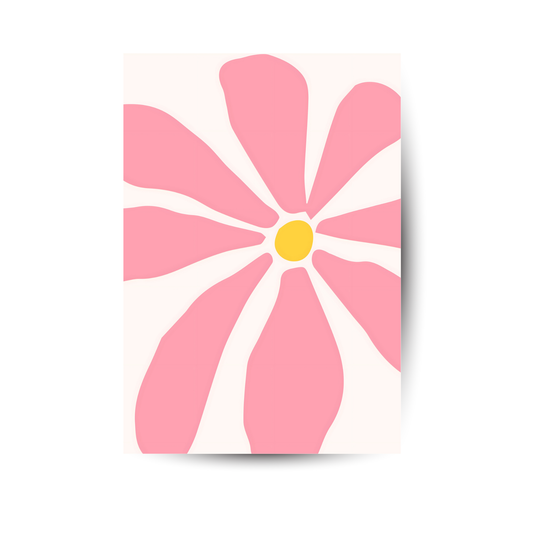 Sommerblume in Rosa – Modernes Blumenposter auf Metall