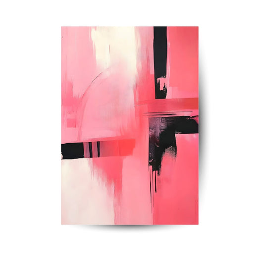 Abstrakte Kunst in Pink & Schwarz – modernes Statement-Poster mit urbaner Linienführung und kraftvollem Farbspiel