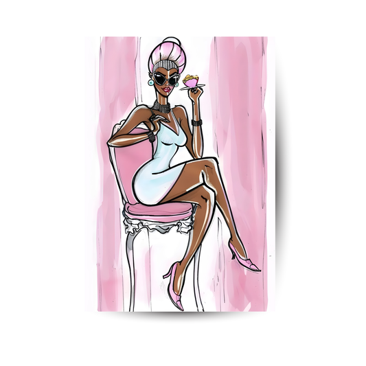 Fashion Diva – Stilvolles Art-Poster auf Metall in Rosa & Weiß
