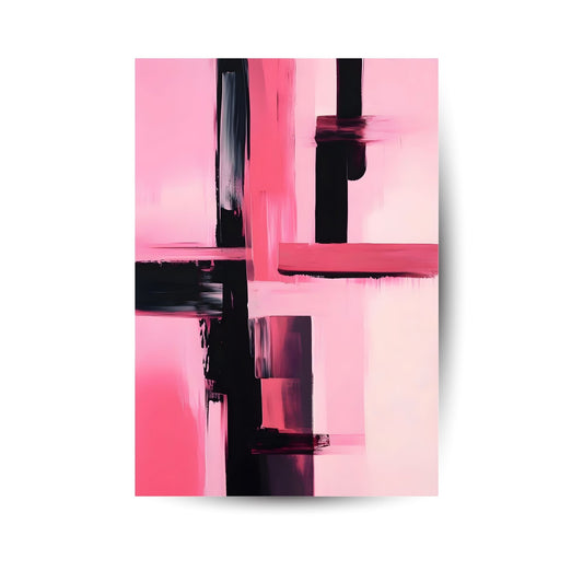 Modernes Struktur-Poster in Rosa & Schwarz – abstraktes Design mit architektonischem Charakter und Tiefe