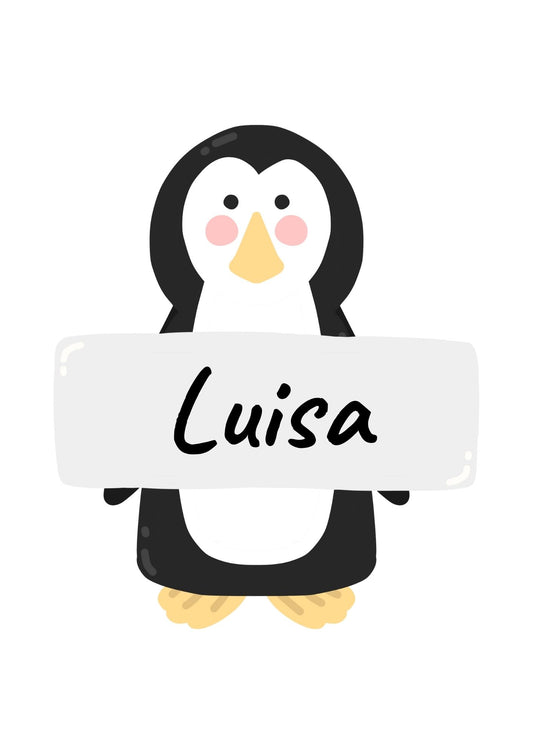 Personalisierter Tür-Aufkleber „Pinguin“
