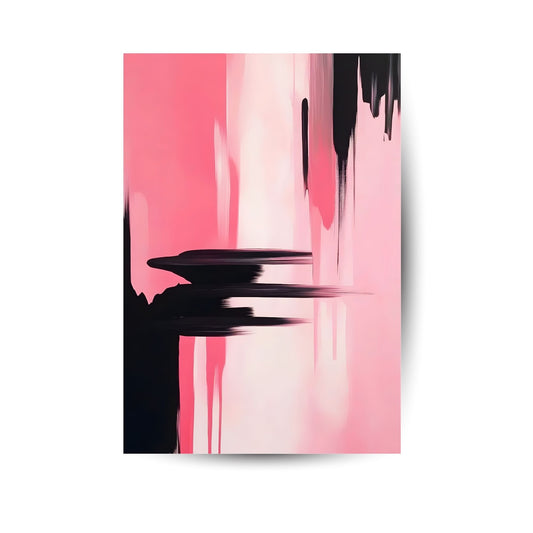 Abstrakte Kunst in Pink & Schwarz – modernes Statement-Poster mit urbaner Linienführung und kraftvollem Farbspiel