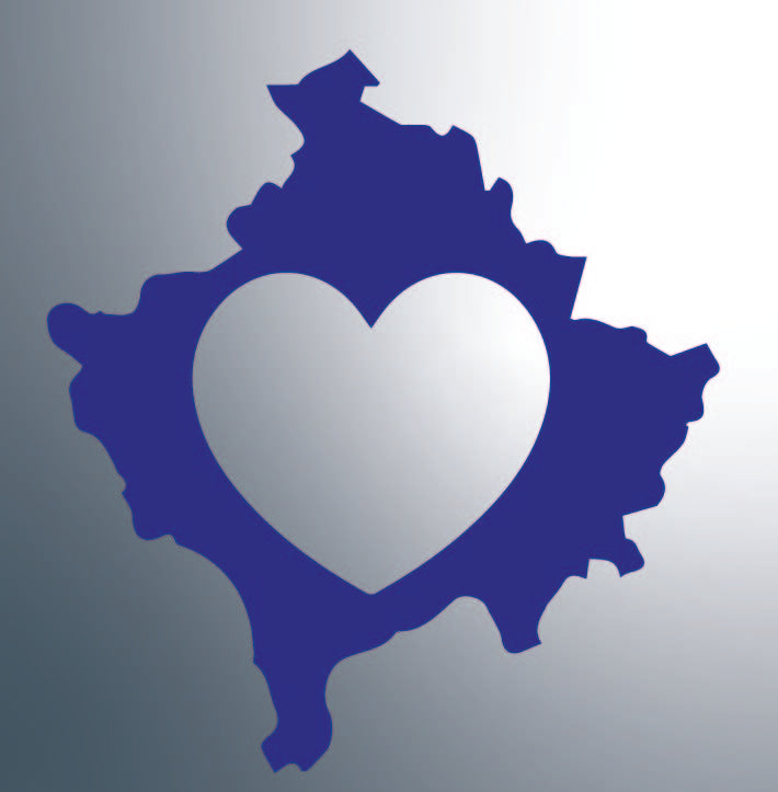 Kosovo-Herz-Aufkleber auf matter Oberfläche – Auswahl in Wunschfarbe

