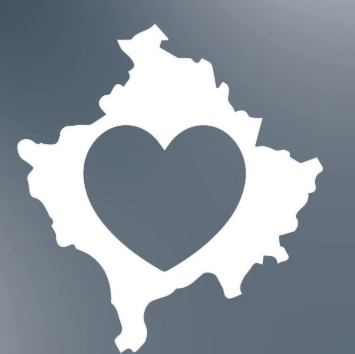 Kosovo-Herz-Aufkleber auf matter Oberfläche – Auswahl in Wunschfarbe

