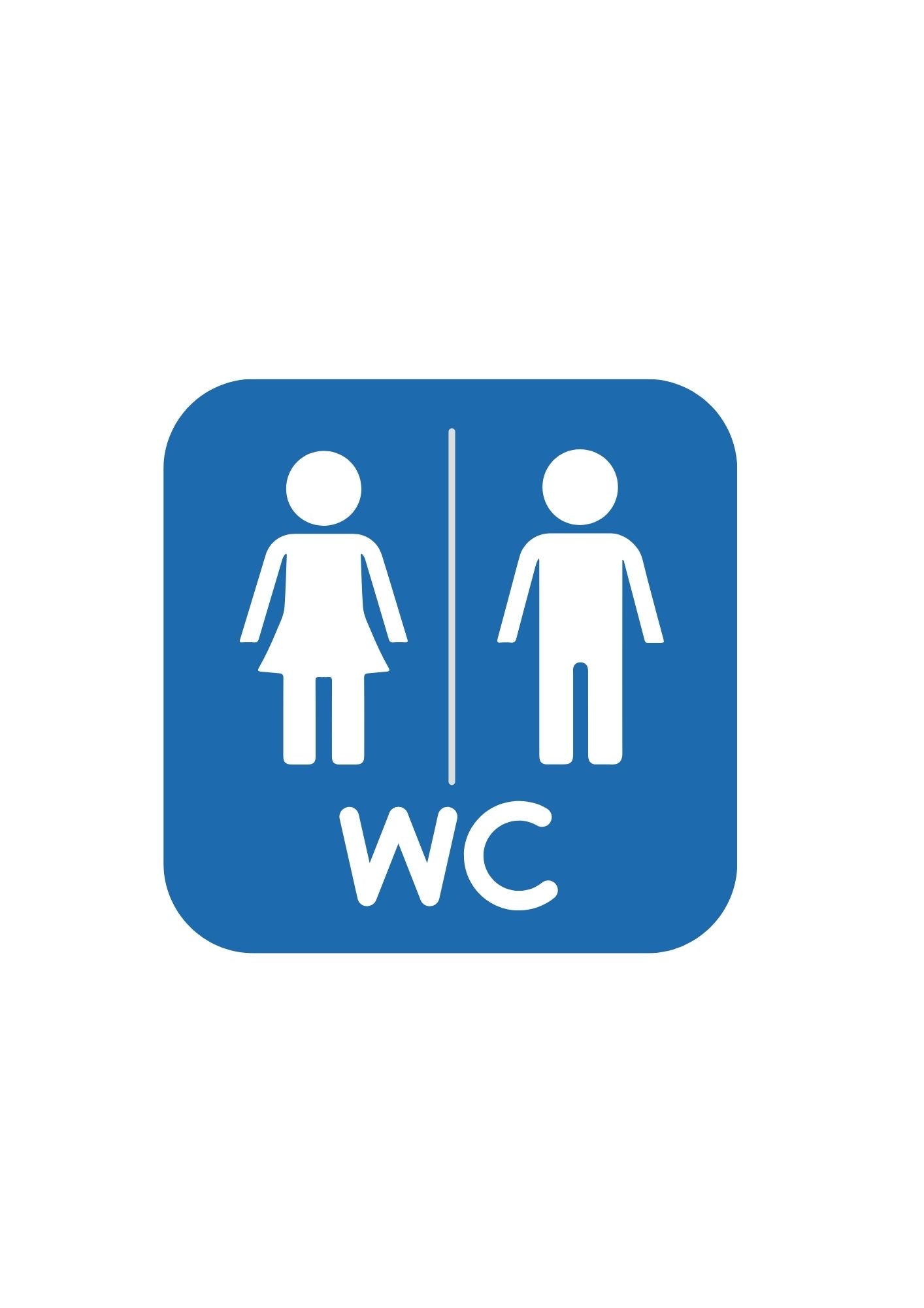 WC Schild in Blau – Damen & Herren Symbol (21×14 cm)
