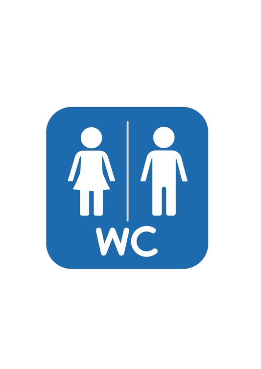 WC Schild in Blau – Damen & Herren Symbol (21×14 cm)
